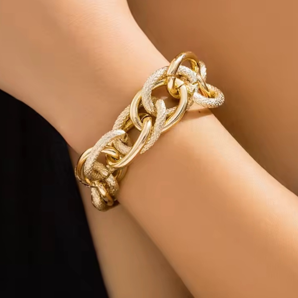 Chunky 2 tones Gold Chain Bracelet adjustable